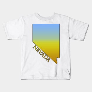 State of Nevada Desert Themed Outline Kids T-Shirt